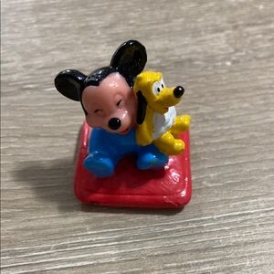 VTG 1.5"  Disney Baby Mickey Mouse with Pluto Plushie PVC Cake Topper